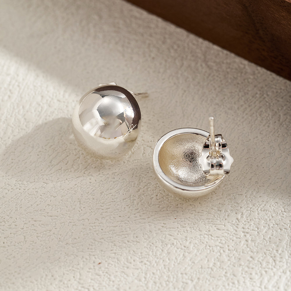 Polished Copper Semicircle Stud Earrings For Women With Real Gold Plating In Casual Style