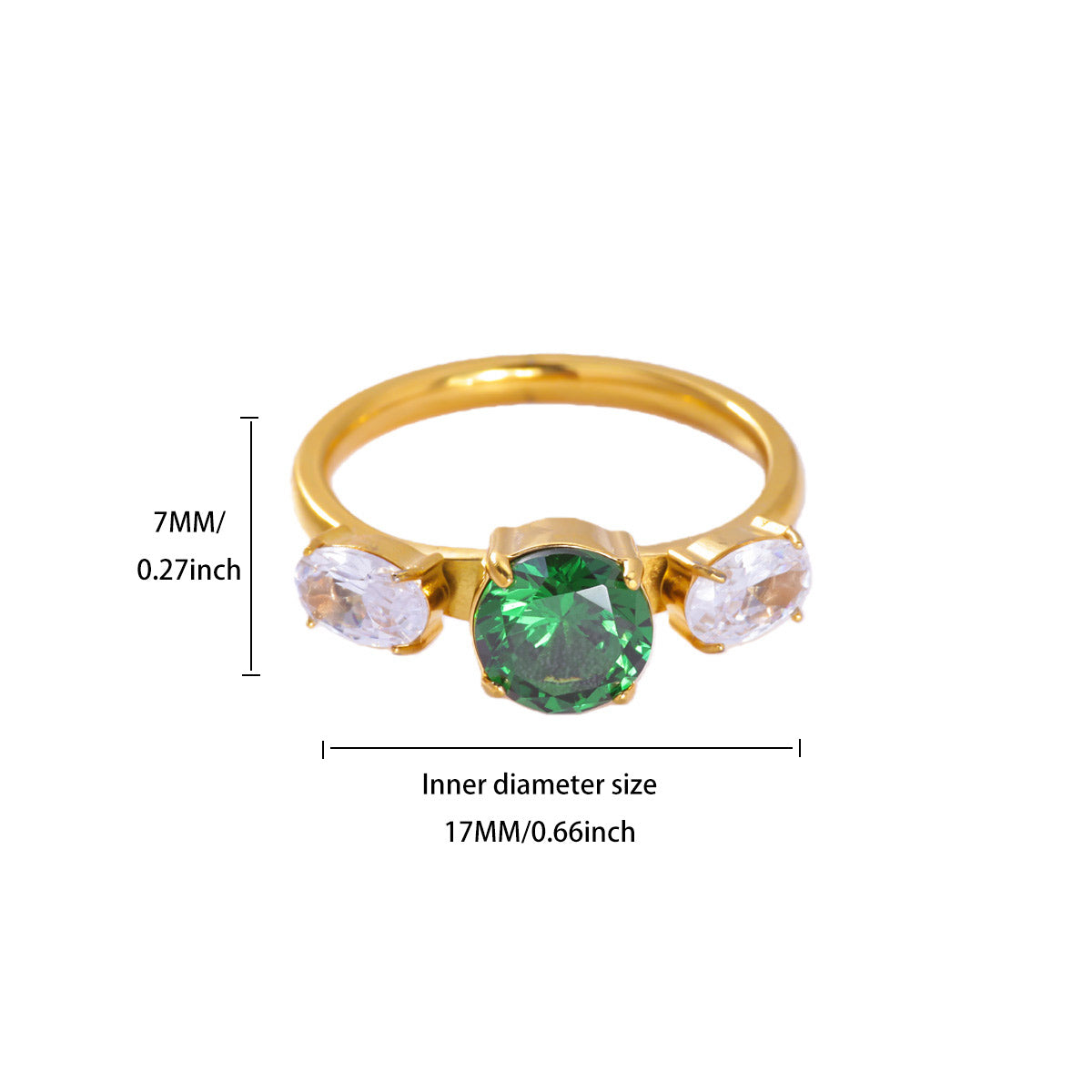 Devil's Eye Ring For Women In 304 Stainless Steel With Electroplated 18K Real Gold Plated And Zircon Inlay