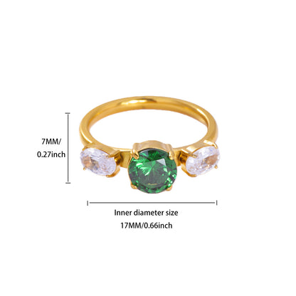 Devil's Eye Ring For Women In 304 Stainless Steel With Electroplated 18K Real Gold Plated And Zircon Inlay