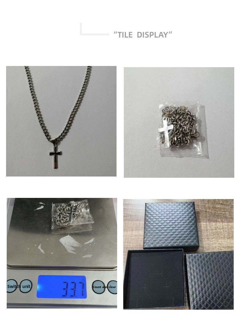 Simple Style Cross Zinc Alloy Cuban Chain Link Necklace For Men With Electroplated Finish
