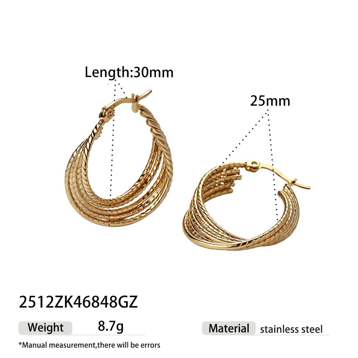 Geometric Earrings For Women Featuring Electroplated 304 Stainless Steel With 18K Real Gold Plated And PVD Coated Finish