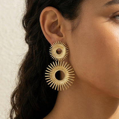 Casual Irregular Stud Earrings For Women Made Of Copper With Real Gold Plating, Perfect For Valentine's Day