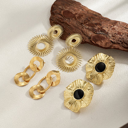 Casual Irregular Stud Earrings For Women Made Of Copper With Real Gold Plating, Perfect For Valentine's Day
