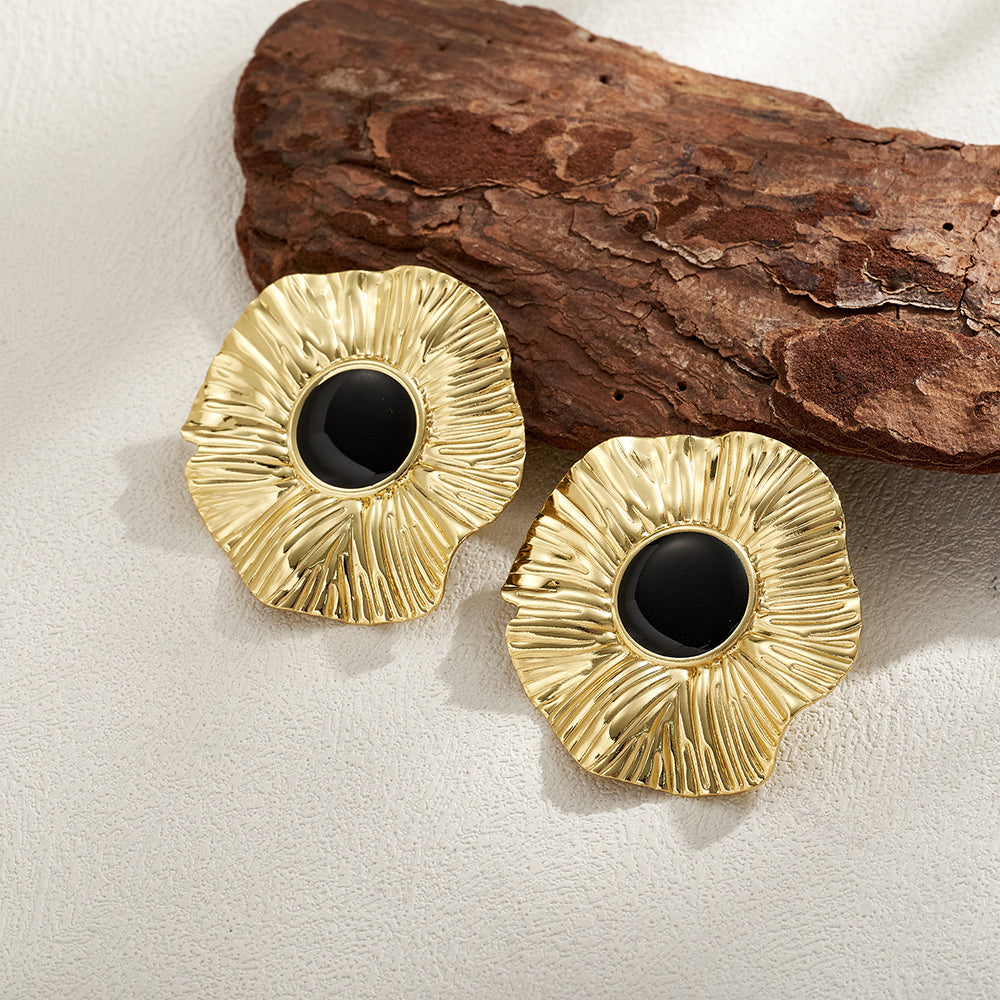 Casual Irregular Stud Earrings For Women Made Of Copper With Real Gold Plating, Perfect For Valentine's Day