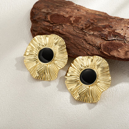 Casual Irregular Stud Earrings For Women Made Of Copper With Real Gold Plating, Perfect For Valentine's Day