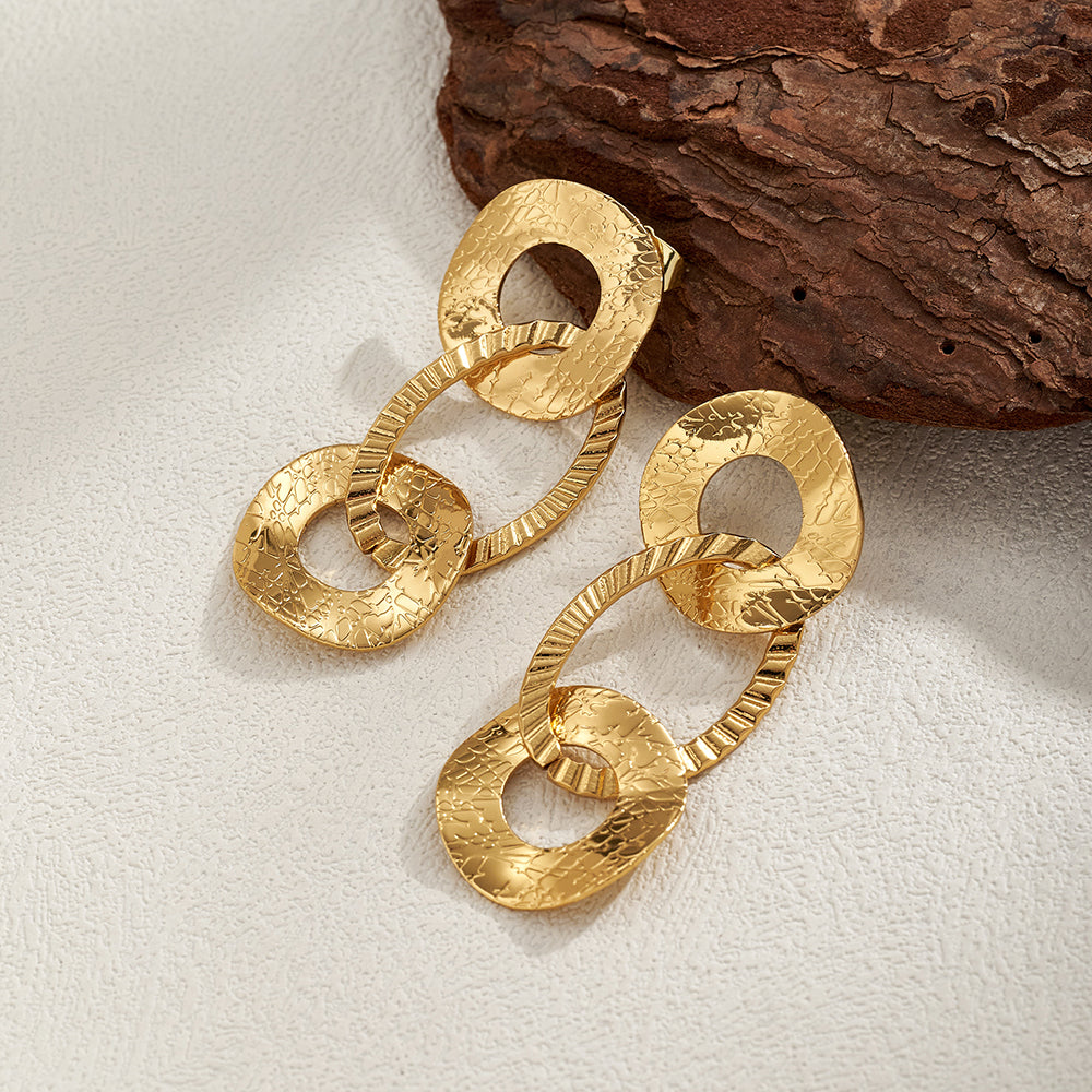 Casual Irregular Stud Earrings For Women Made Of Copper With Real Gold Plating, Perfect For Valentine's Day