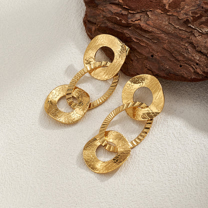 Casual Irregular Stud Earrings For Women Made Of Copper With Real Gold Plating, Perfect For Valentine's Day