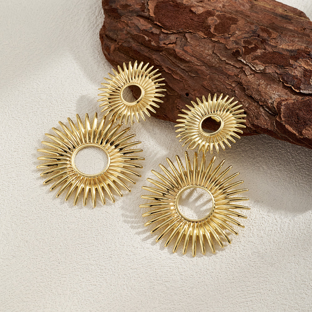 Casual Irregular Stud Earrings For Women Made Of Copper With Real Gold Plating, Perfect For Valentine's Day