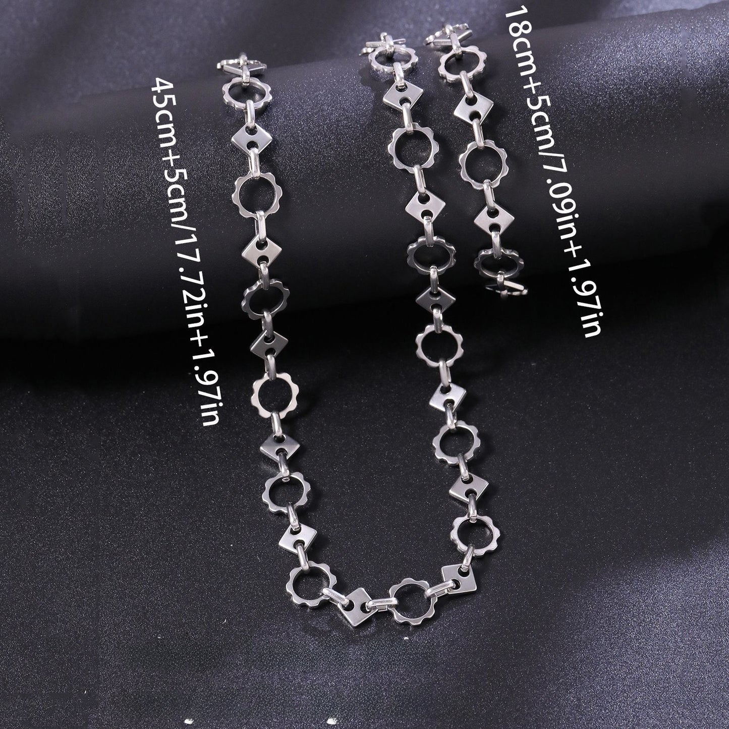 Geometric Jewelry Set For Women Featuring Waterproof Non Tarnish Titanium Steel With Cuban Link Chain Curb Chain