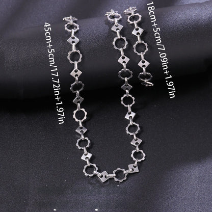 Geometric Jewelry Set For Women Featuring Waterproof Non Tarnish Titanium Steel With Cuban Link Chain Curb Chain