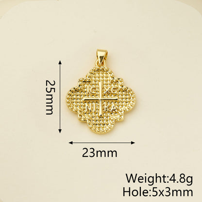 Cross Pendant Copper With 18K Gold Electroplated Finish And Zircon Inlay, 0.05-0.08µm Thickness, 1 Pc