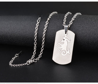 Aries Necklace For Unisex Featuring Hip-Hop Style Made Of Durable Titanium Steel With Snake Chain