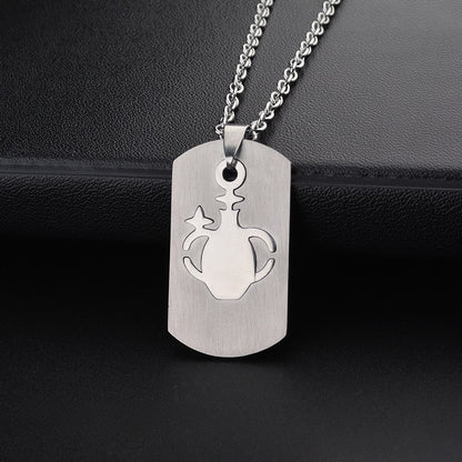 Aries Necklace For Unisex Featuring Hip-Hop Style Made Of Durable Titanium Steel With Snake Chain