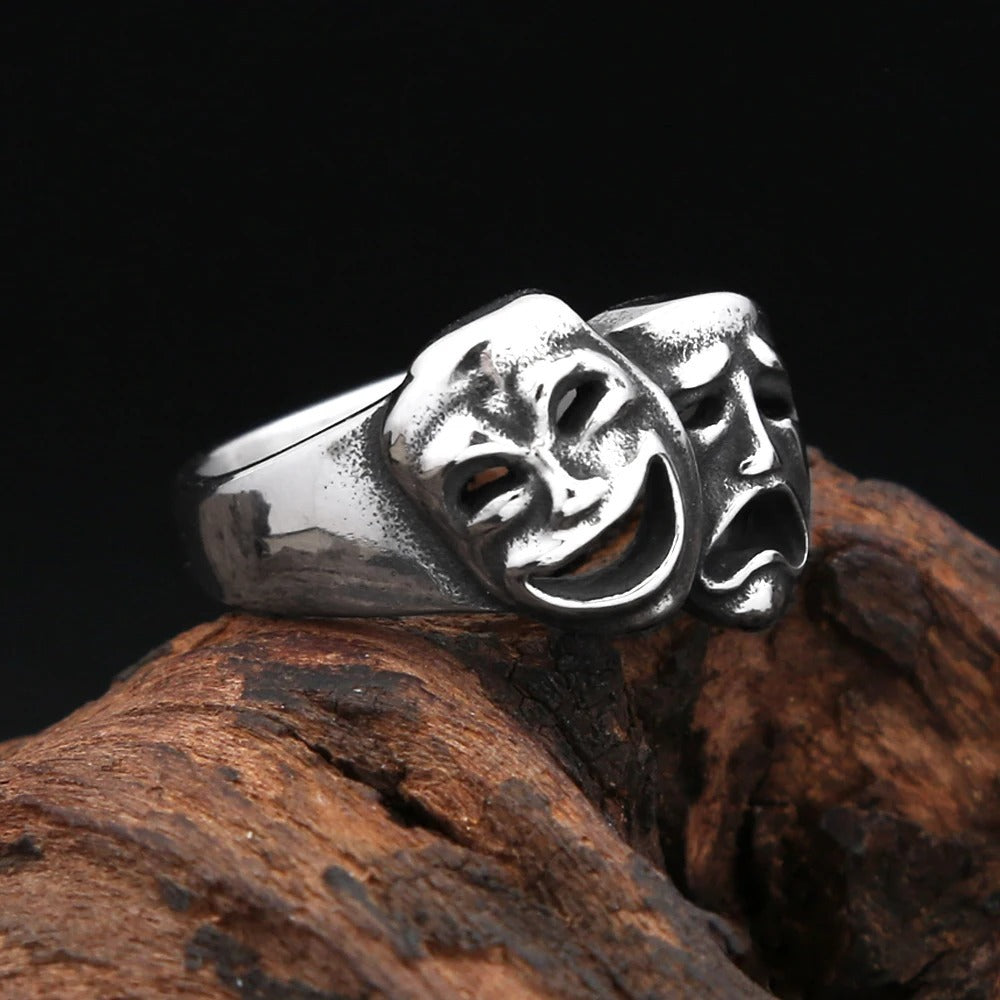 Punk Style Unisex Ring Featuring Human Face Design, Perfect For Bold Fashion Statements