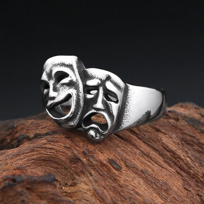 Punk Style Unisex Ring Featuring Human Face Design, Perfect For Bold Fashion Statements