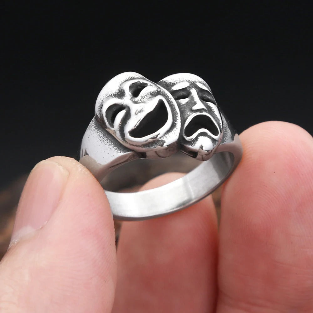 Punk Style Unisex Ring Featuring Human Face Design, Perfect For Bold Fashion Statements