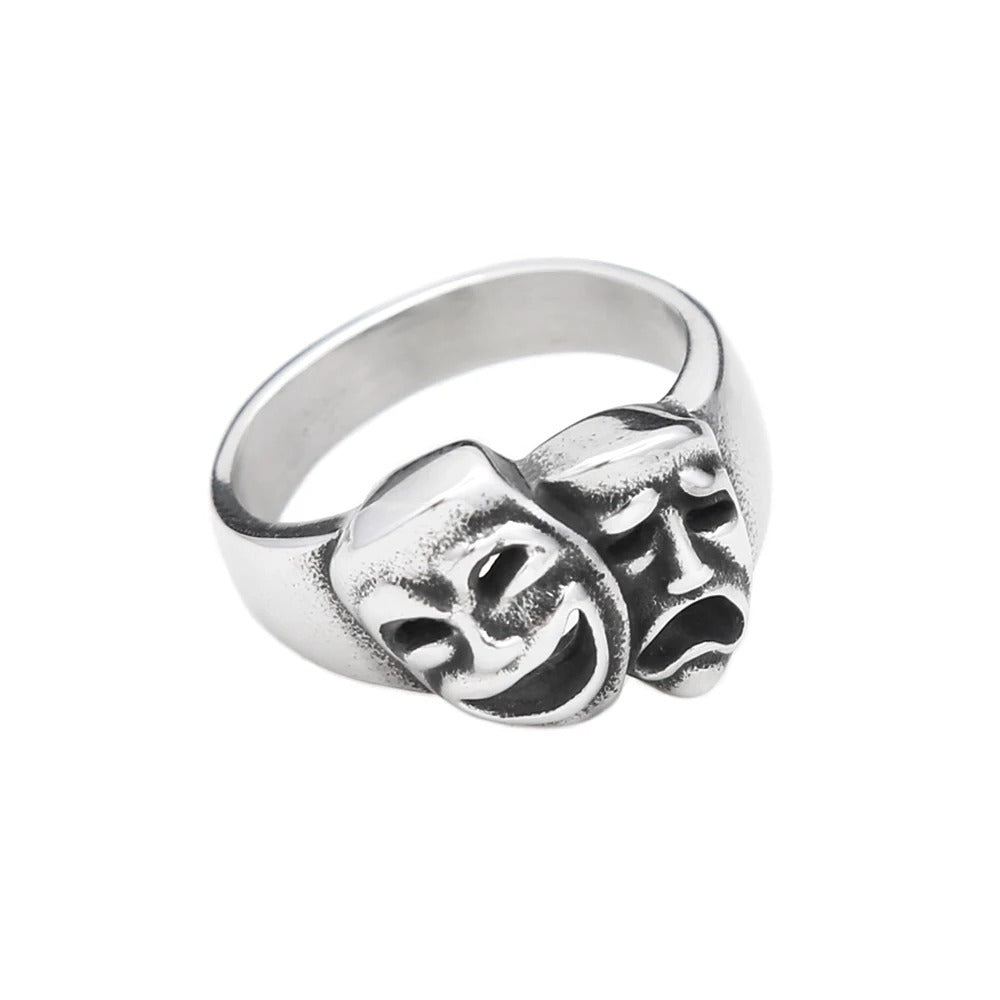 Punk Style Unisex Ring Featuring Human Face Design, Perfect For Bold Fashion Statements