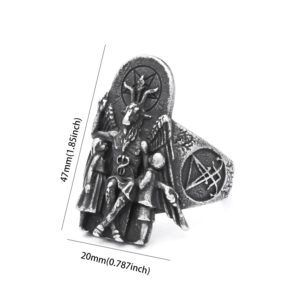 Men's Punk Skull Ring In Steel Color For A Bold And Edgy Style