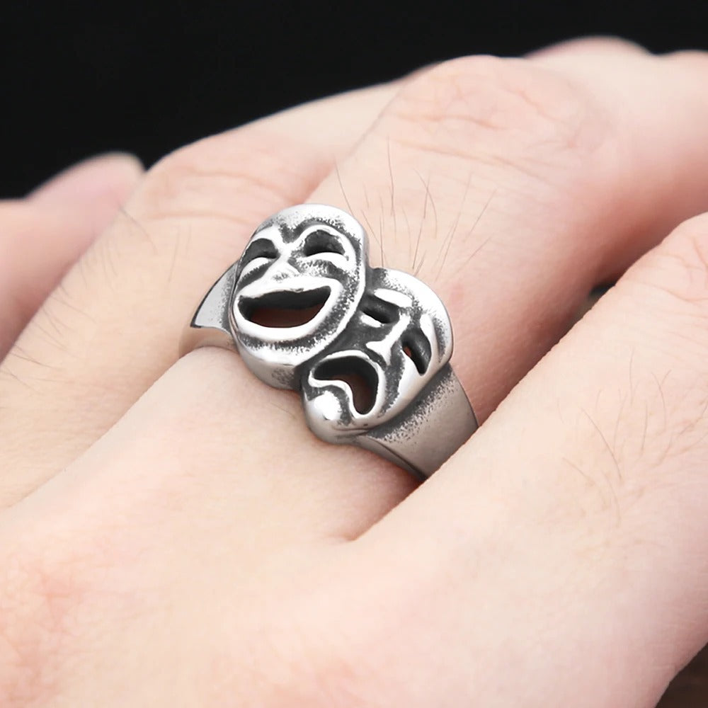 Punk Style Unisex Ring Featuring Human Face Design, Perfect For Bold Fashion Statements