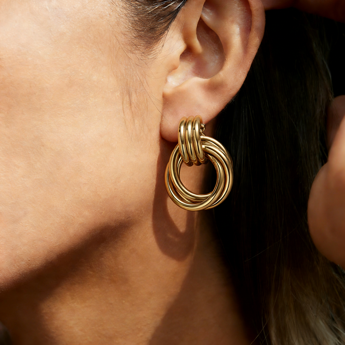 Geometric Earrings For Women Featuring Electroplated 304 Stainless Steel With 18K Real Gold Plated PVD Coating