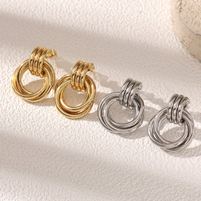 Geometric Earrings For Women Featuring Electroplated 304 Stainless Steel With 18K Real Gold Plated PVD Coating