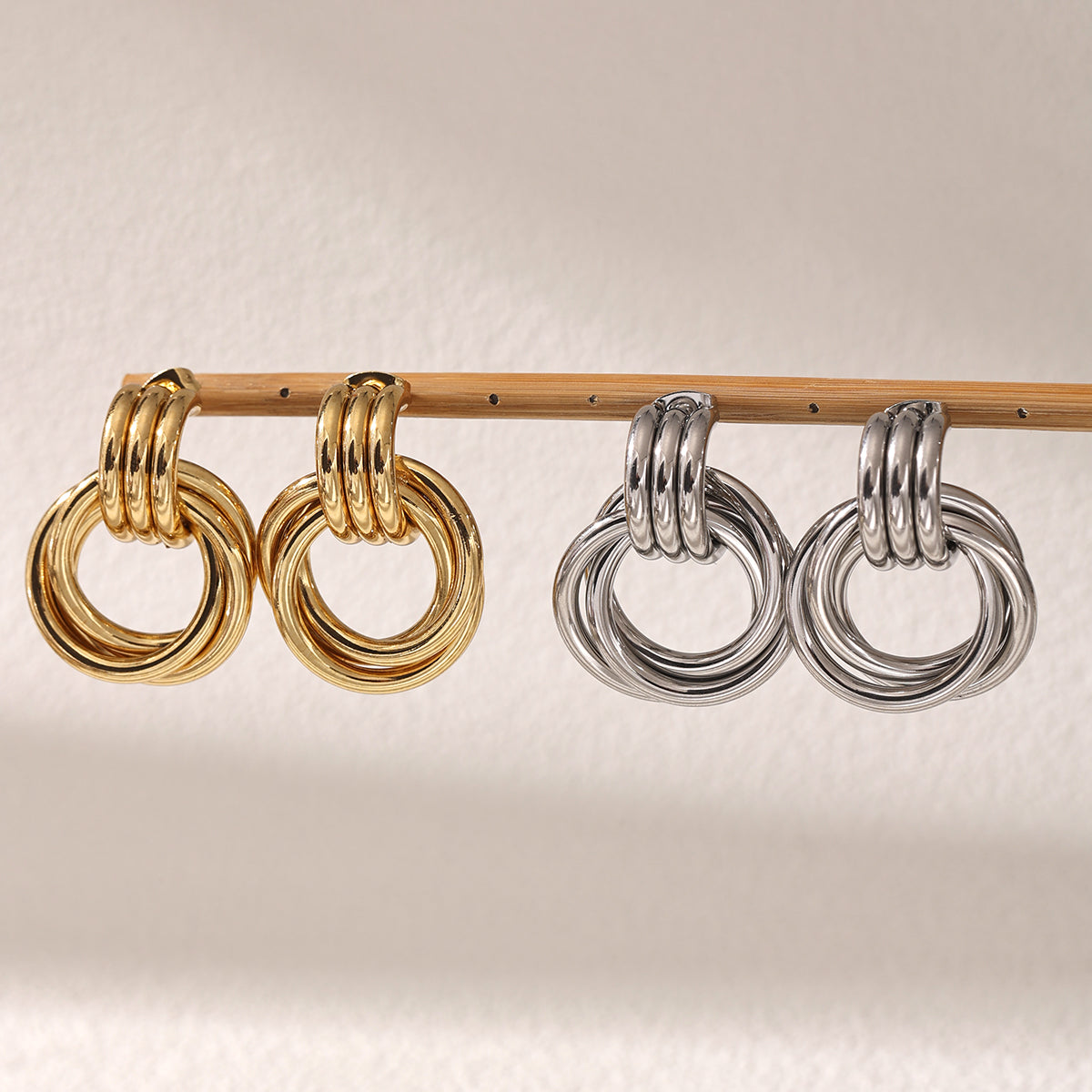 Geometric Earrings For Women Featuring Electroplated 304 Stainless Steel With 18K Real Gold Plated PVD Coating
