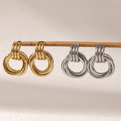 Geometric Earrings For Women Featuring Electroplated 304 Stainless Steel With 18K Real Gold Plated PVD Coating