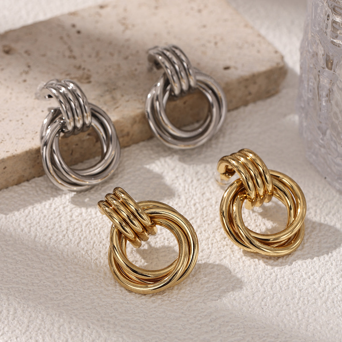 Geometric Earrings For Women Featuring Electroplated 304 Stainless Steel With 18K Real Gold Plated PVD Coating