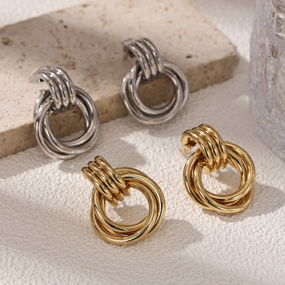 Geometric Earrings For Women Featuring Electroplated 304 Stainless Steel With 18K Real Gold Plated PVD Coating