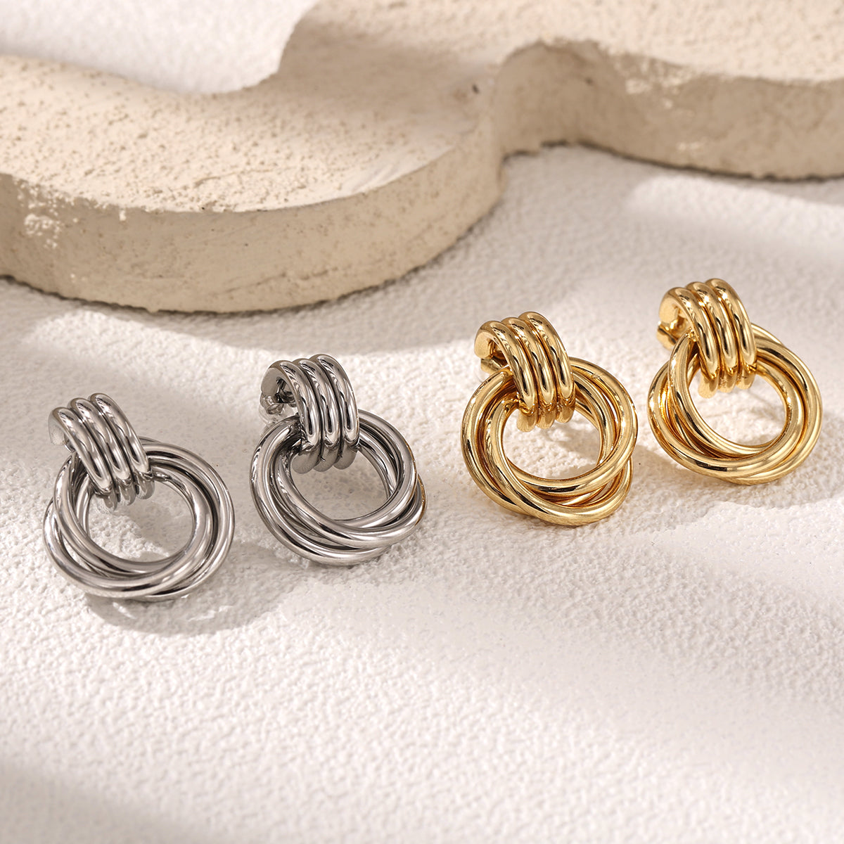 Geometric Earrings For Women Featuring Electroplated 304 Stainless Steel With 18K Real Gold Plated PVD Coating