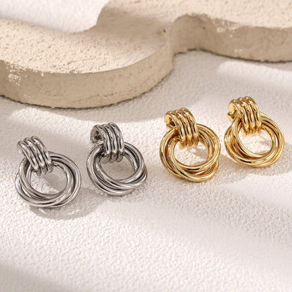 Geometric Earrings For Women Featuring Electroplated 304 Stainless Steel With 18K Real Gold Plated PVD Coating