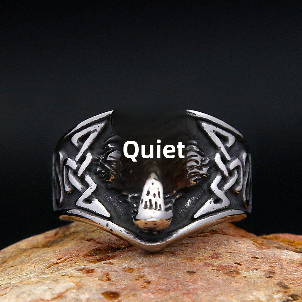 Nordic Style Wolf Ring For Men In Durable Titanium Steel, Featuring Bold Design For Everyday Wear