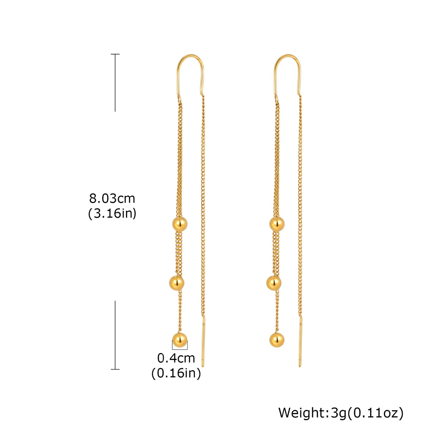 IG Style Tassel Earrings For Women In 201 Stainless Steel With Waterproof Non Tarnish 18K Real Gold Plated Finish