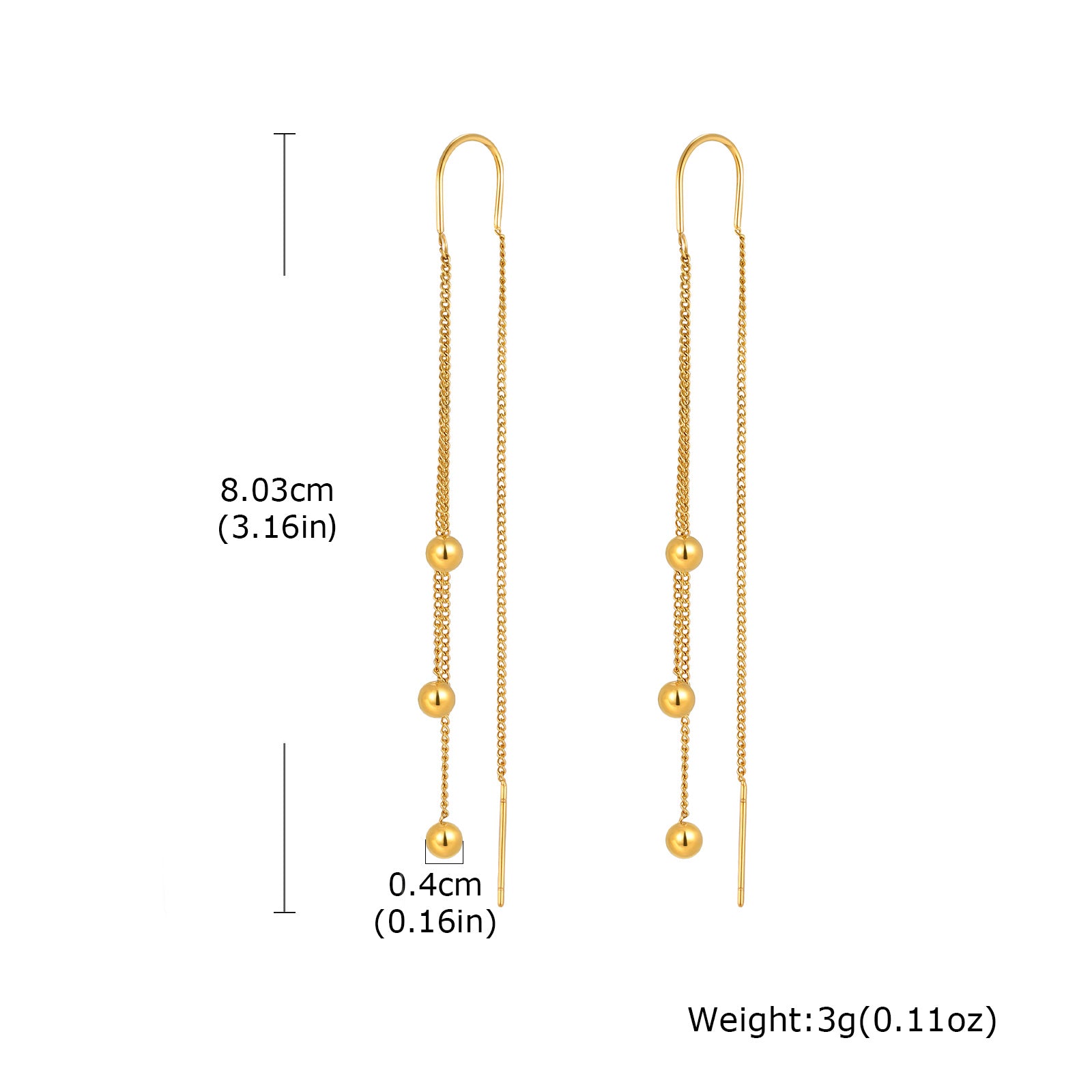 IG Style Tassel Earrings For Women In 201 Stainless Steel With Waterproof Non Tarnish 18K Real Gold Plated Finish
