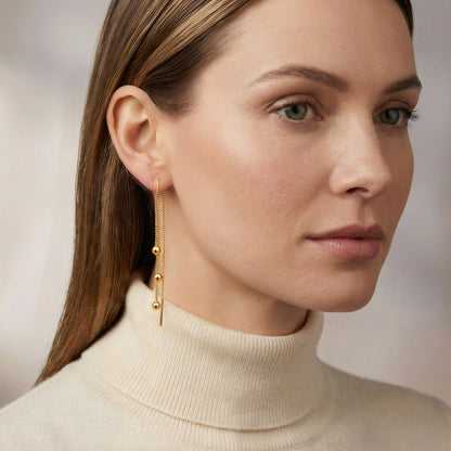 IG Style Tassel Earrings For Women In 201 Stainless Steel With Waterproof Non Tarnish 18K Real Gold Plated Finish