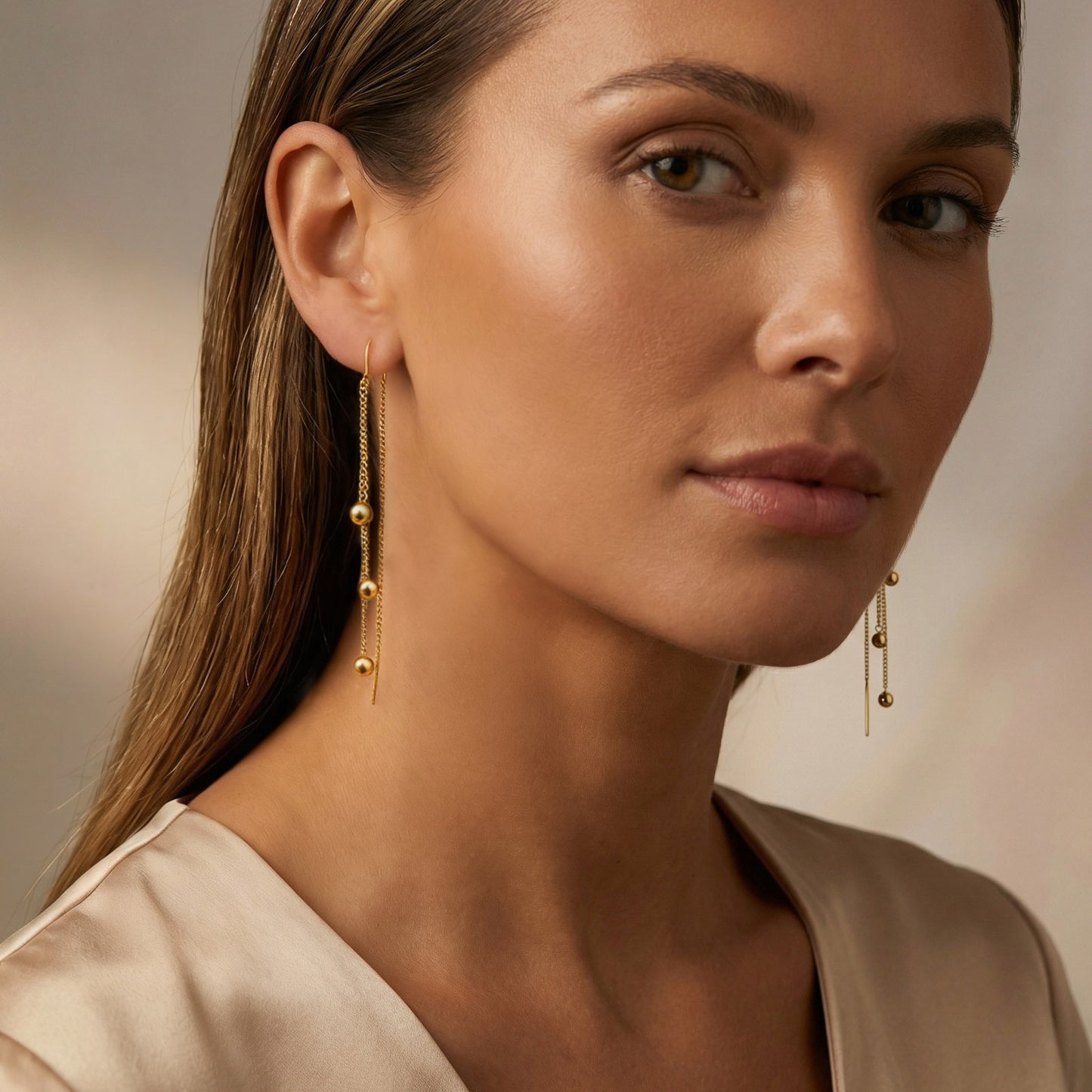IG Style Tassel Earrings For Women In 201 Stainless Steel With Waterproof Non Tarnish 18K Real Gold Plated Finish