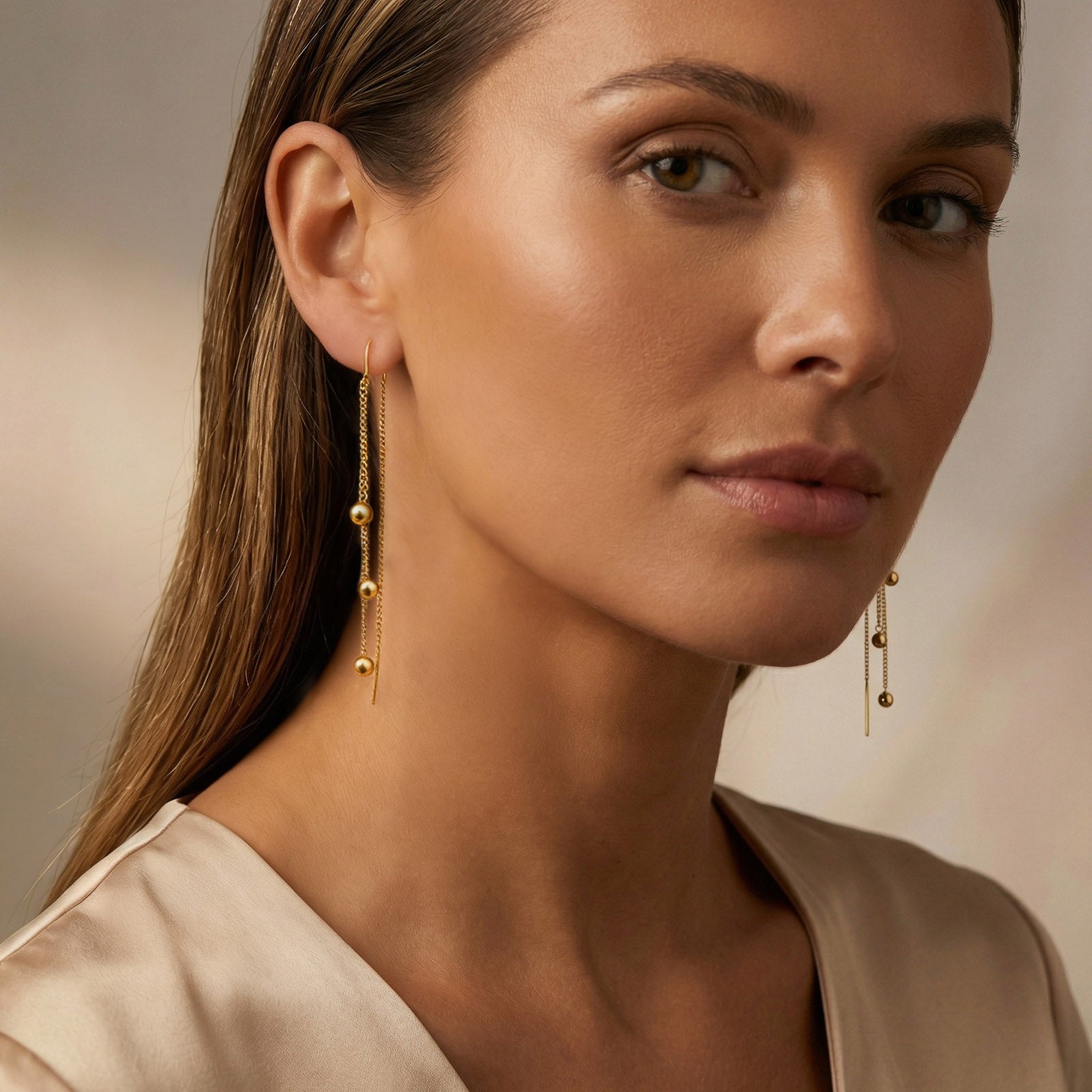 IG Style Tassel Earrings For Women In 201 Stainless Steel With Waterproof Non Tarnish 18K Real Gold Plated Finish