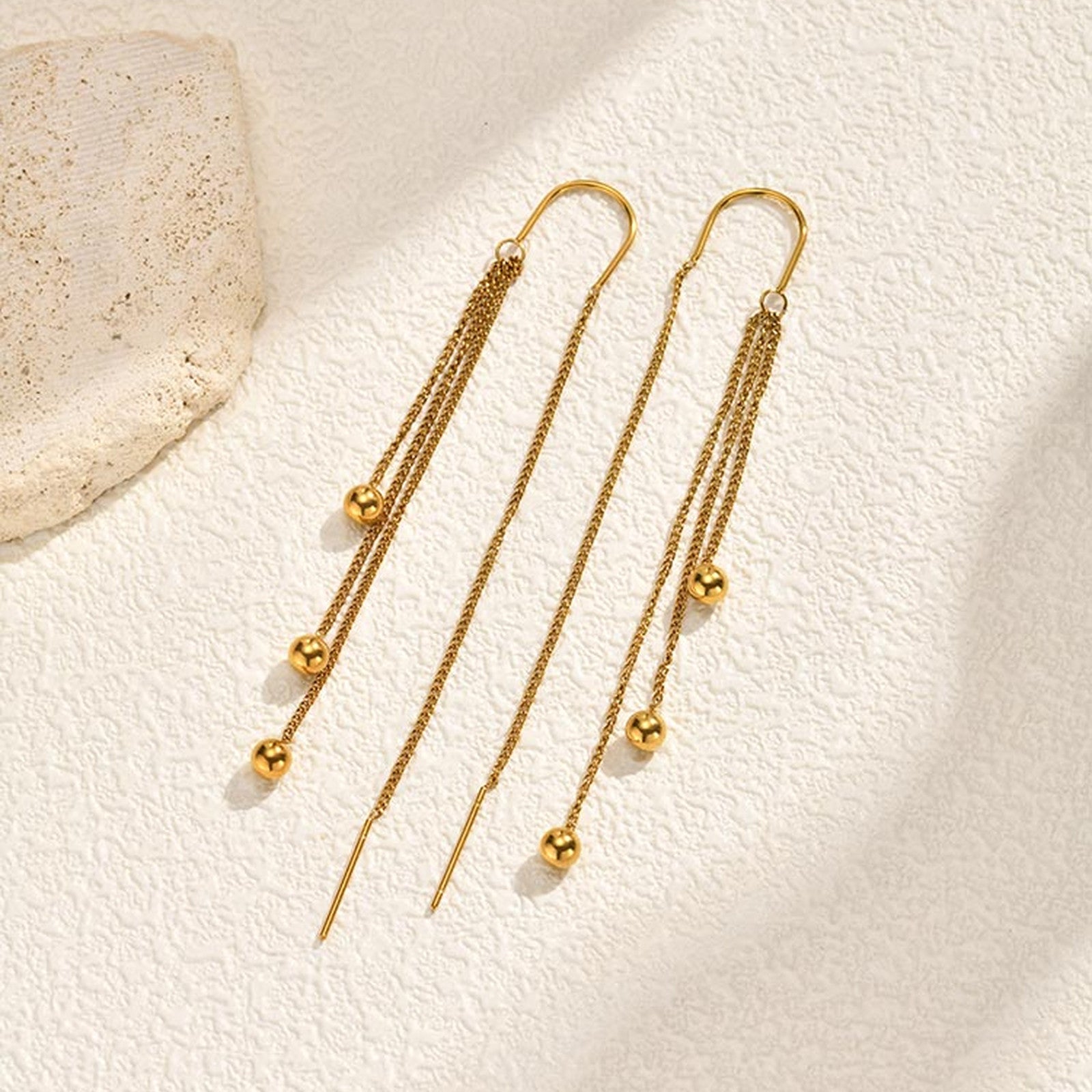 IG Style Tassel Earrings For Women In 201 Stainless Steel With Waterproof Non Tarnish 18K Real Gold Plated Finish