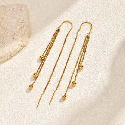 IG Style Tassel Earrings For Women In 201 Stainless Steel With Waterproof Non Tarnish 18K Real Gold Plated Finish