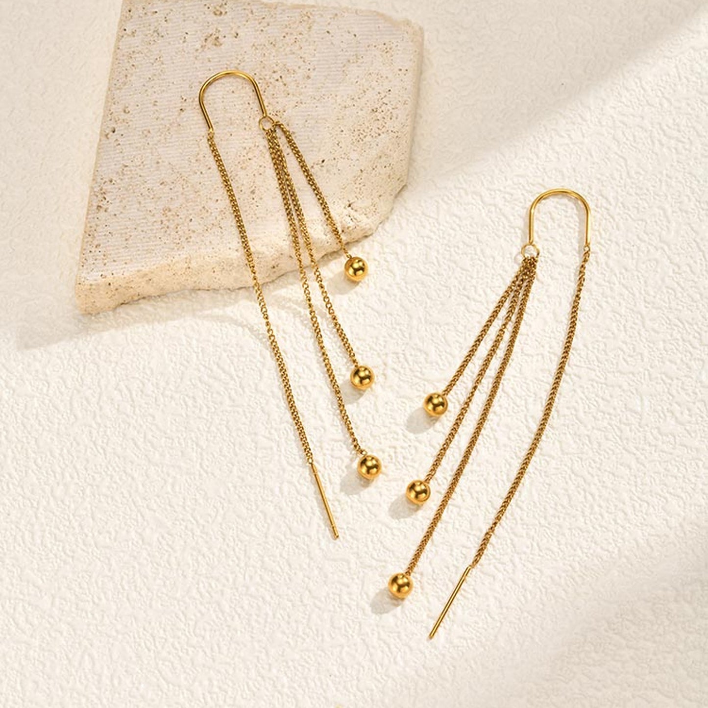 IG Style Tassel Earrings For Women In 201 Stainless Steel With Waterproof Non Tarnish 18K Real Gold Plated Finish
