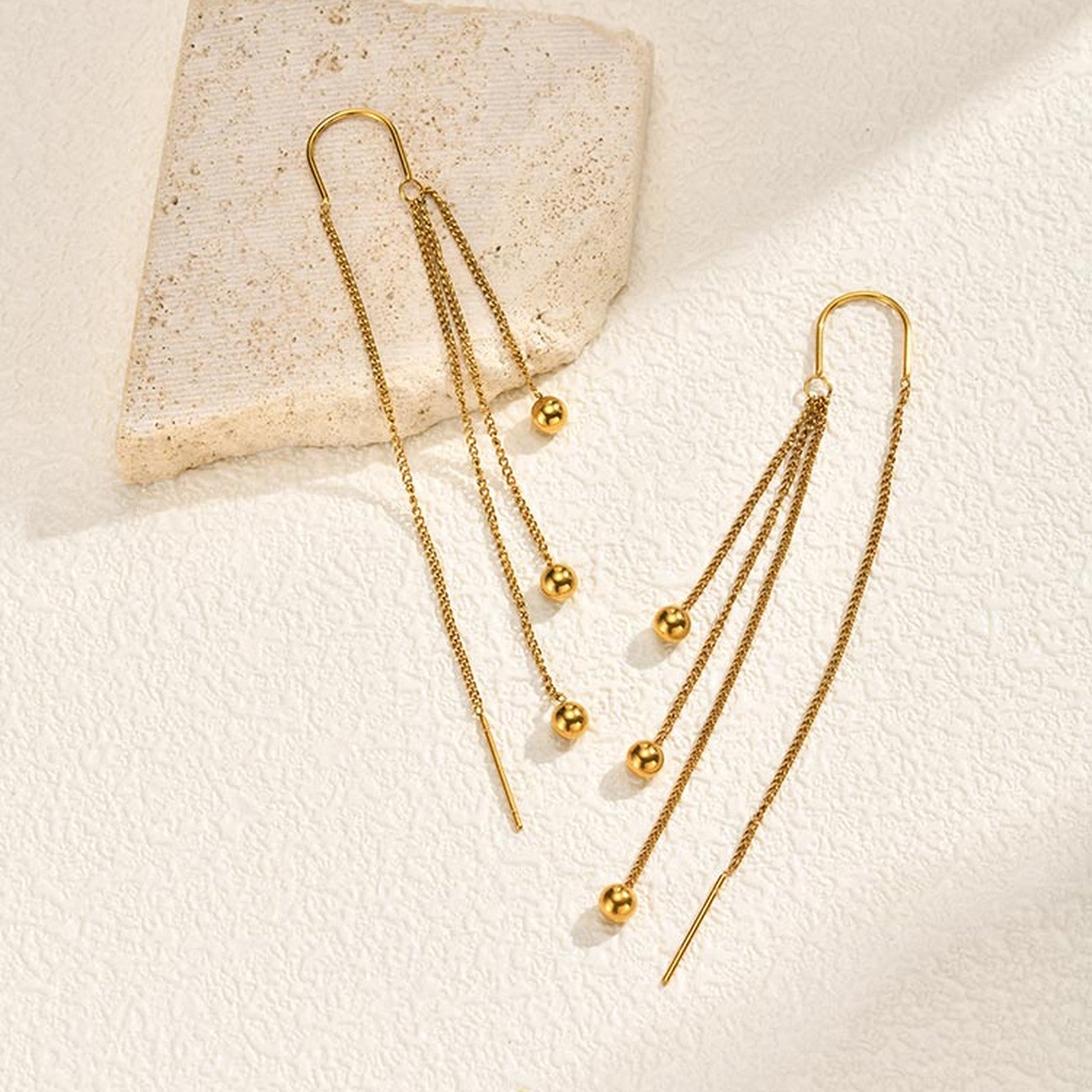 IG Style Tassel Earrings For Women In 201 Stainless Steel With Waterproof Non Tarnish 18K Real Gold Plated Finish