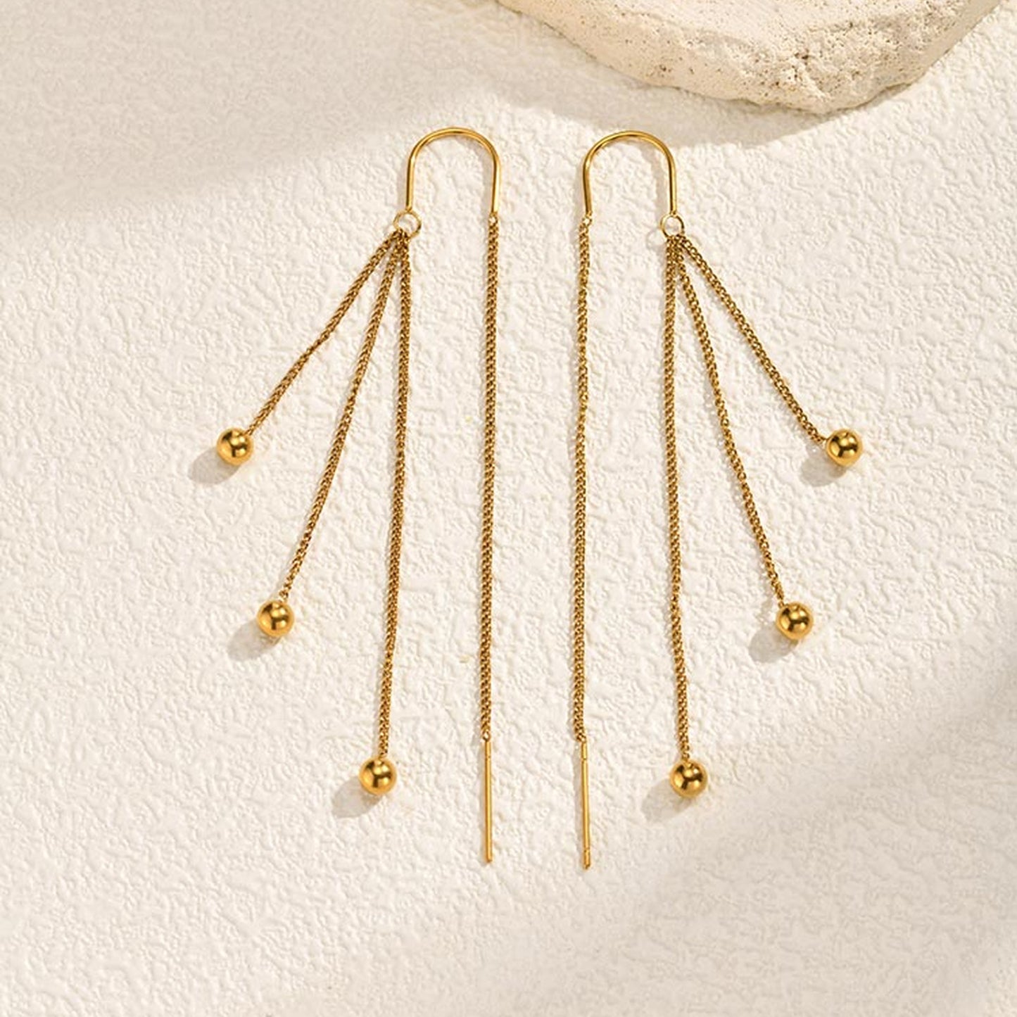 IG Style Tassel Earrings For Women In 201 Stainless Steel With Waterproof Non Tarnish 18K Real Gold Plated Finish