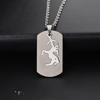 Aries Necklace For Unisex Featuring Hip-Hop Style Made Of Durable Titanium Steel With Snake Chain