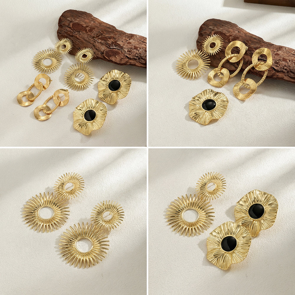 Casual Irregular Stud Earrings For Women Made Of Copper With Real Gold Plating, Perfect For Valentine's Day
