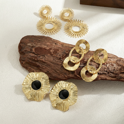 Casual Irregular Stud Earrings For Women Made Of Copper With Real Gold Plating, Perfect For Valentine's Day