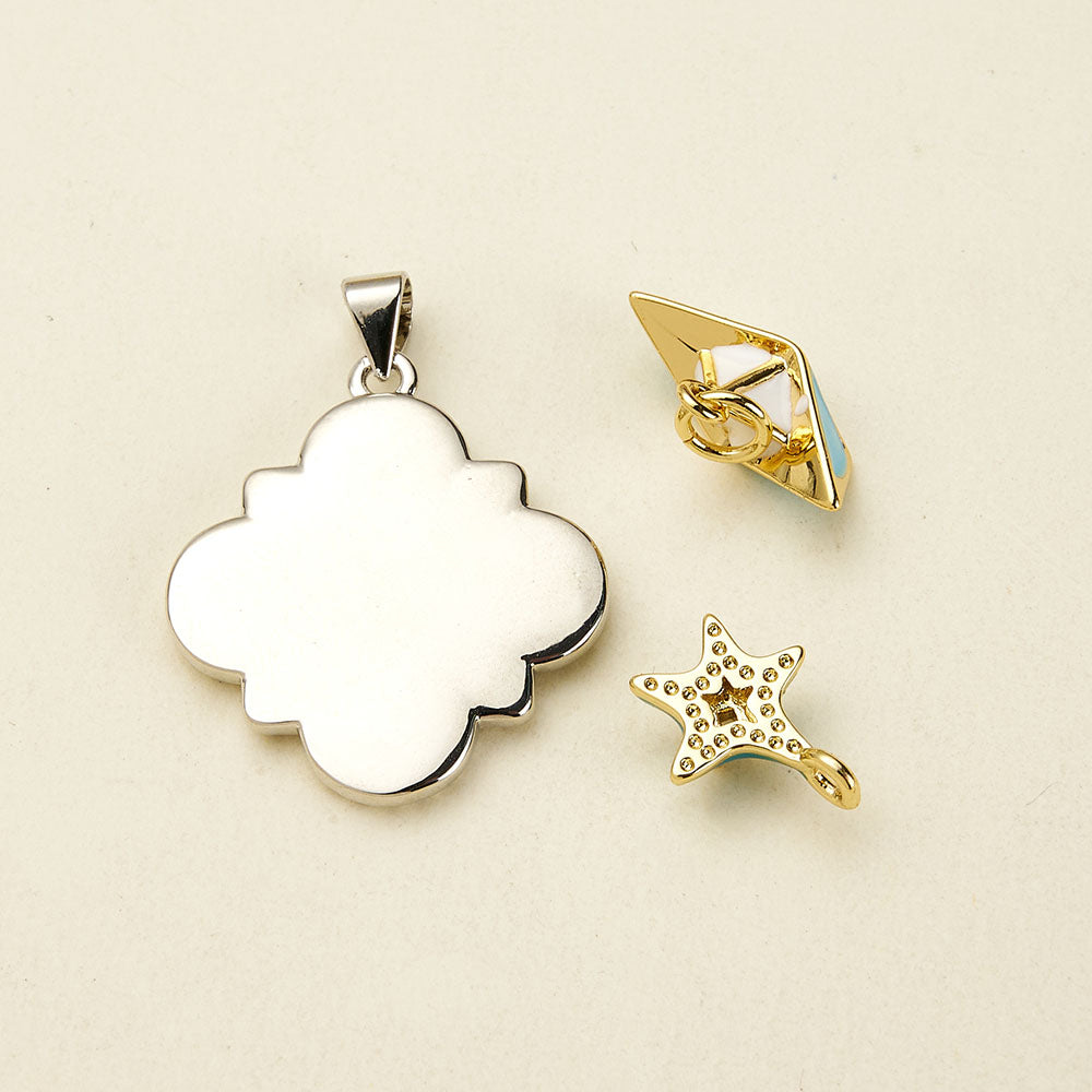 Cross Pendant Copper With 18K Gold Electroplated Finish And Zircon Inlay, 0.05-0.08µm Thickness, 1 Pc