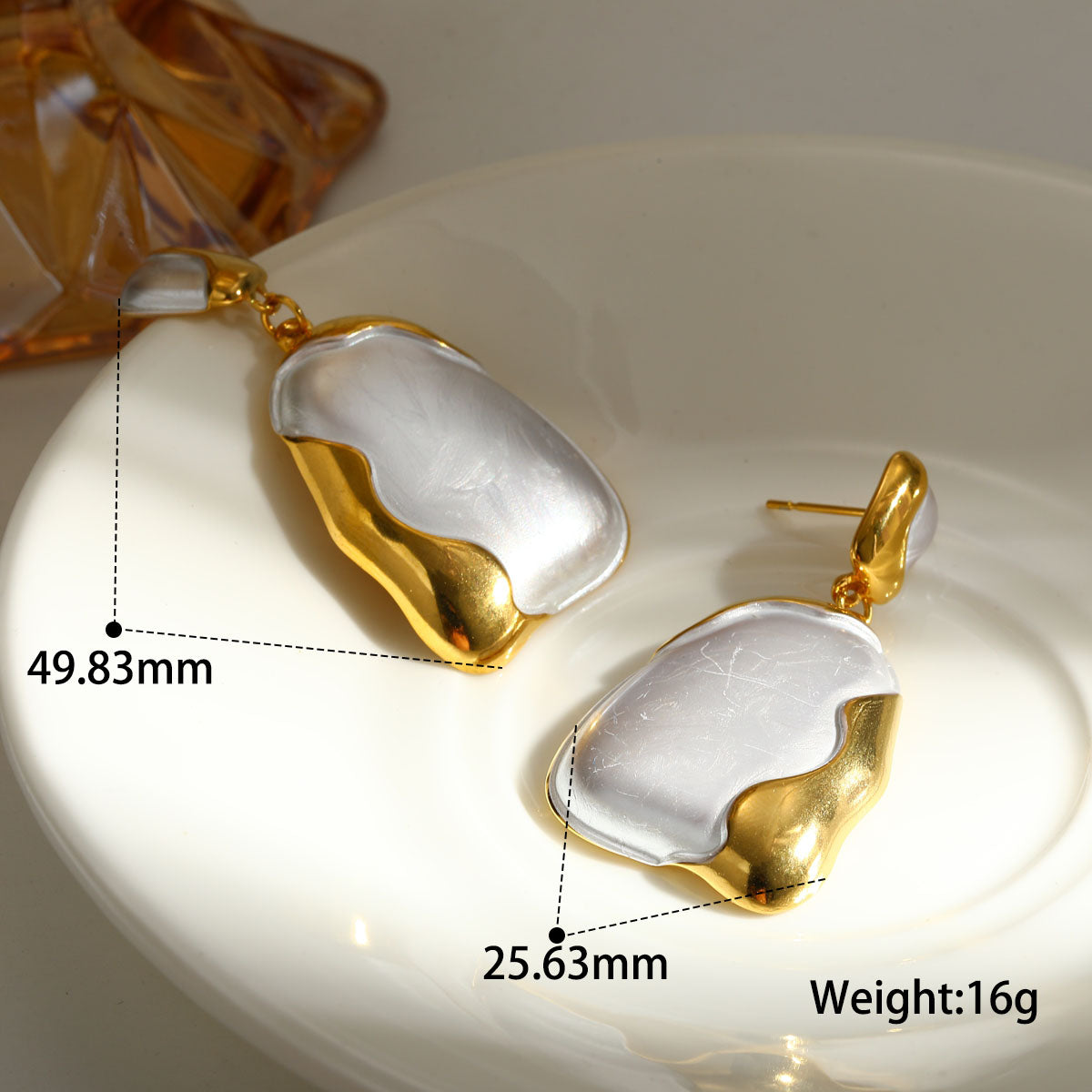 Geometric Novelty Stud Earrings For Women In 304 Stainless Steel With 18K Real Gold Electroplated Finish