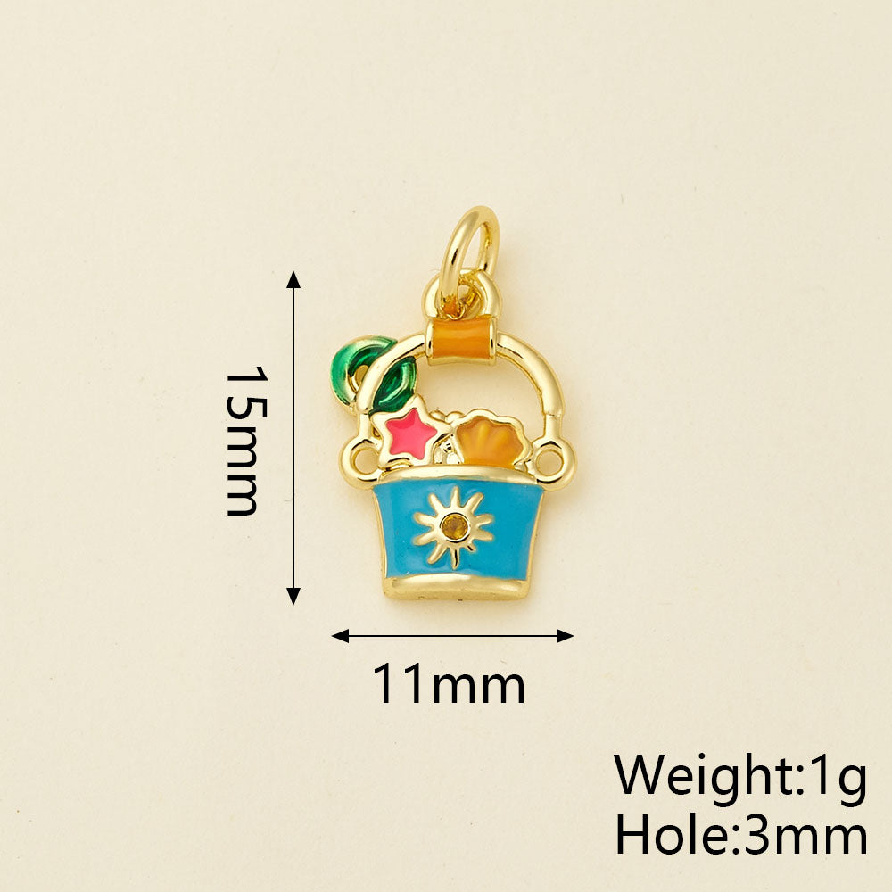 Bicycle Pendant In Copper With 18K Real Gold Electroplating, Zircon Inlay, Featuring 0.05µm-0.08µm Plating Thickness, 1 Pc/Package
