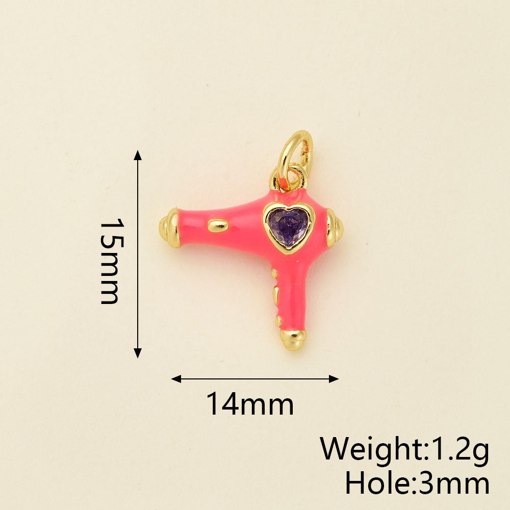 Bicycle Pendant In Copper With 18K Real Gold Electroplating, Zircon Inlay, Featuring 0.05µm-0.08µm Plating Thickness, 1 Pc/Package