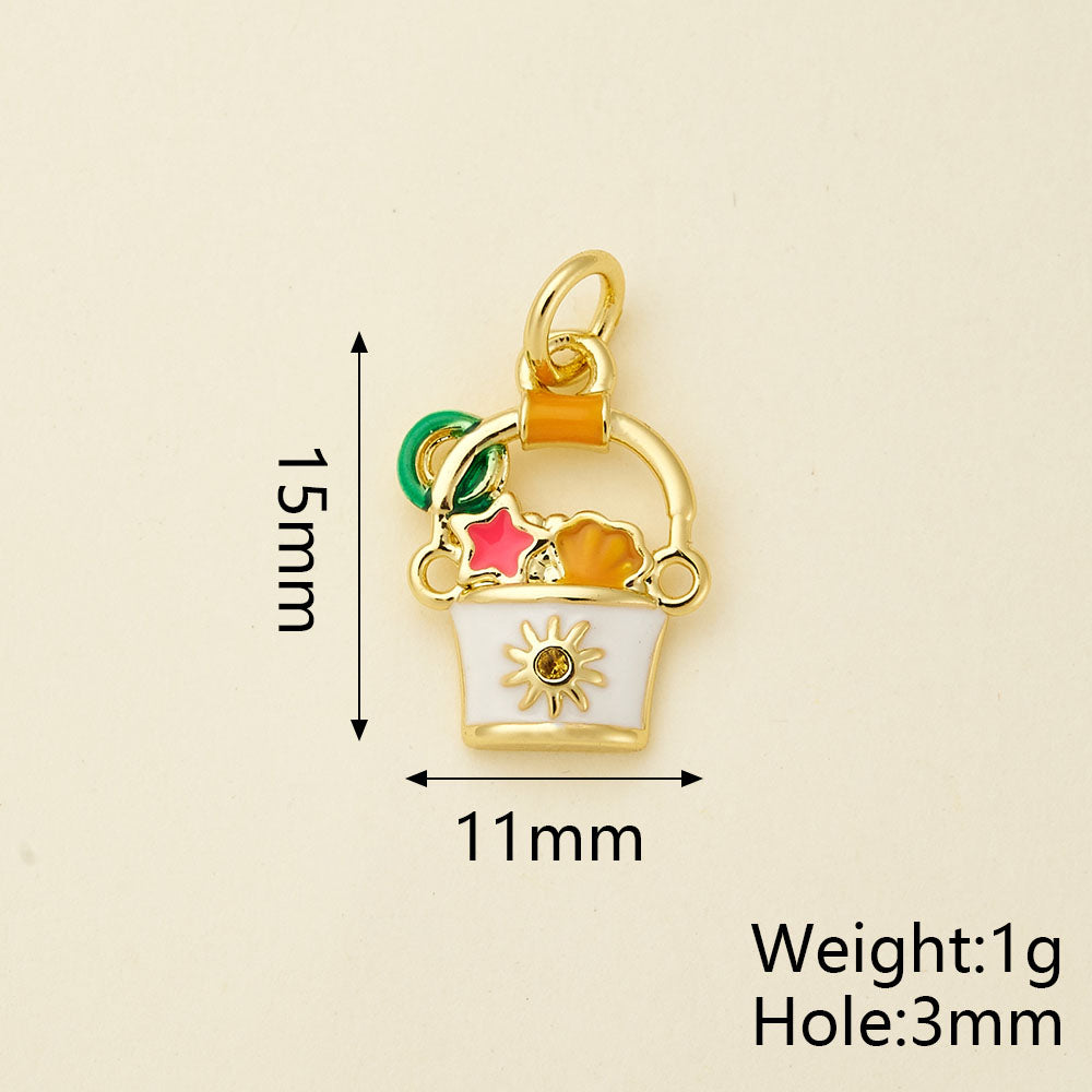 Bicycle Pendant In Copper With 18K Real Gold Electroplating, Zircon Inlay, Featuring 0.05µm-0.08µm Plating Thickness, 1 Pc/Package